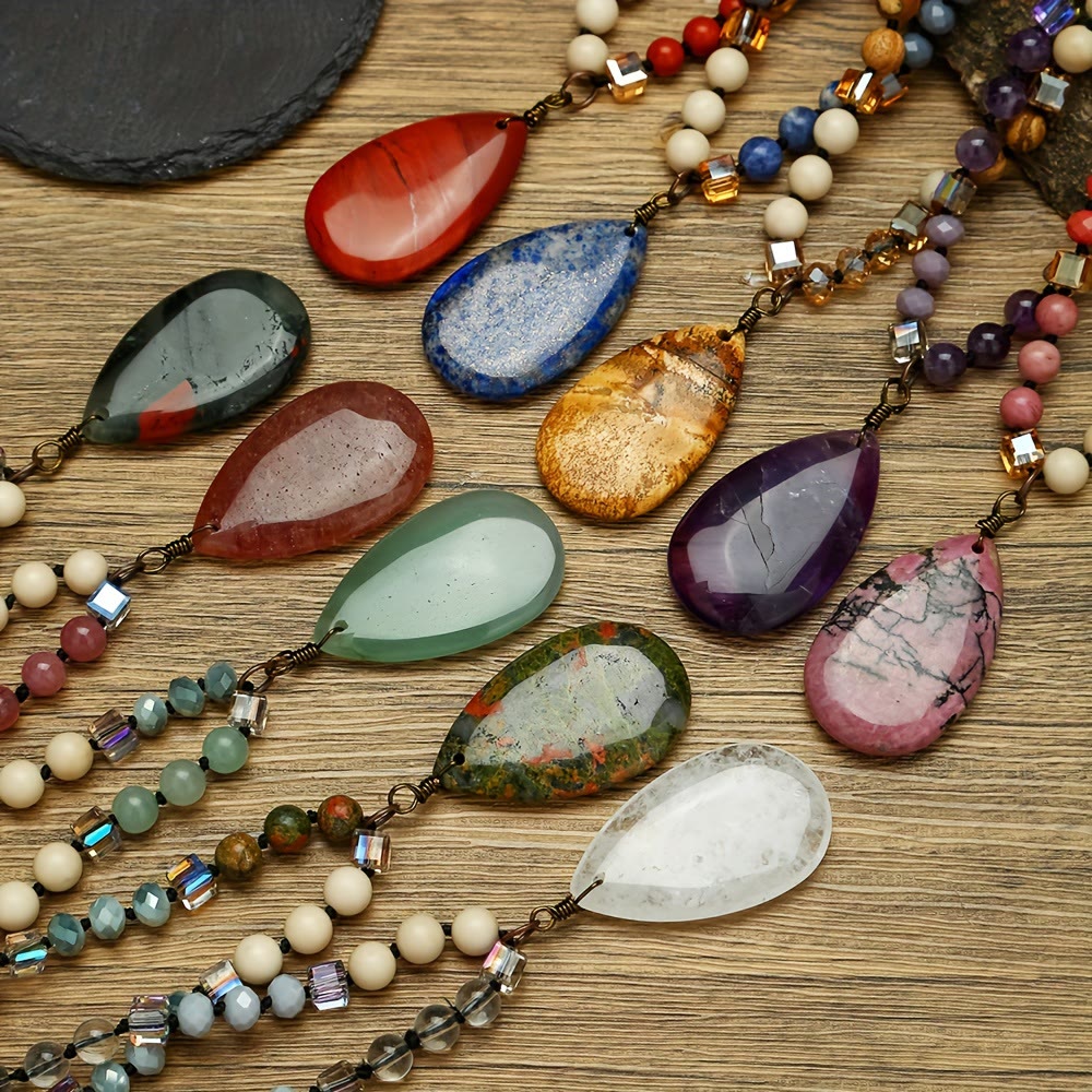 FuAttract Wisdom Clarity & Inner Peace Lapis Lazuli Teardrop Pendant Sweater Necklace - image 1