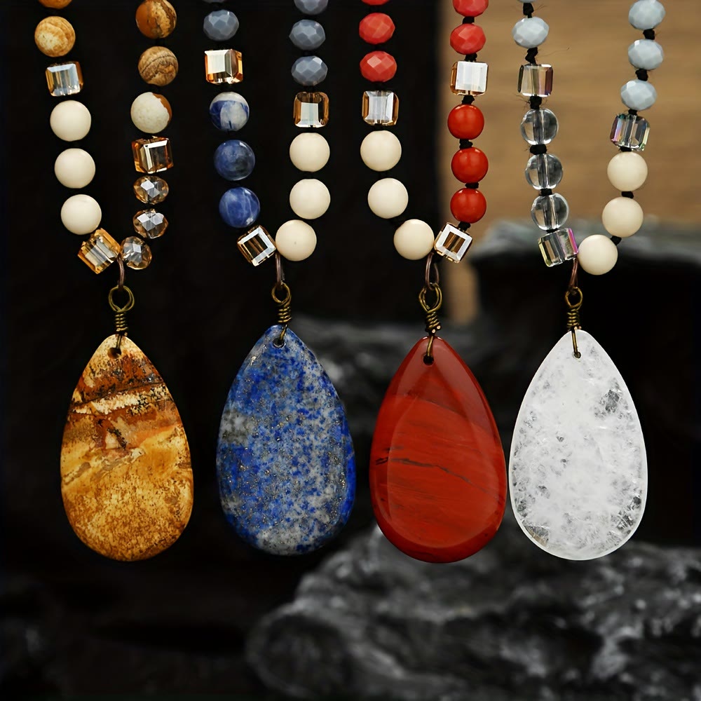 FuAttract Wisdom Clarity & Inner Peace Lapis Lazuli Teardrop Pendant Sweater Necklace - image 6