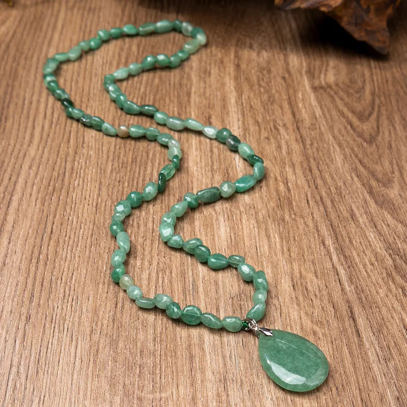 FuAttract Wisdom Clarity & Inner Peace Lapis Lazuli Teardrop Pendant Sweater Necklace - Green Aventurine 2 - image 8