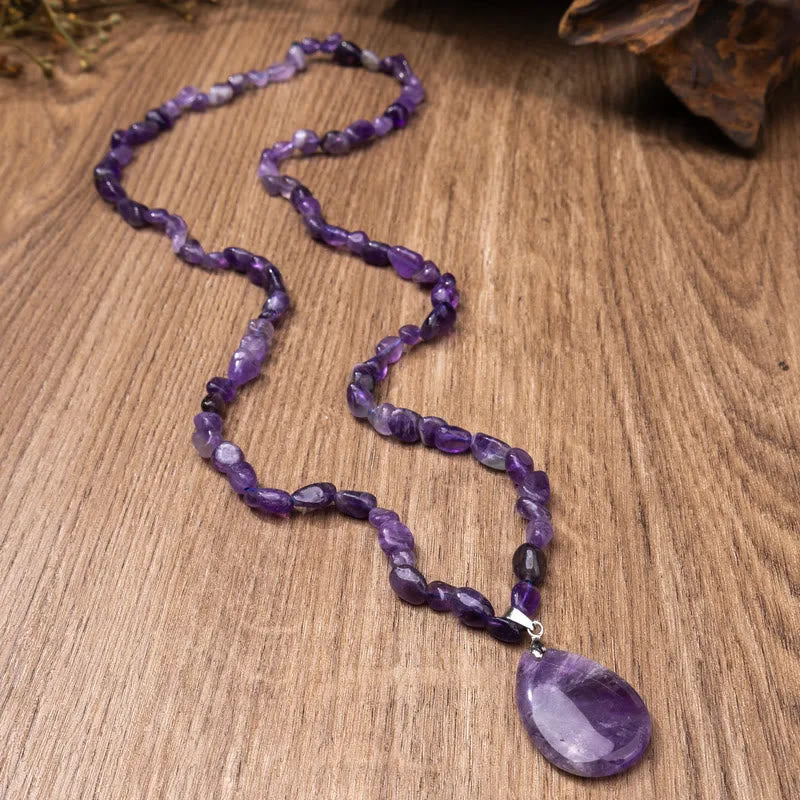 FuAttract Wisdom Clarity & Inner Peace Lapis Lazuli Teardrop Pendant Sweater Necklace - Amethyst - image 11