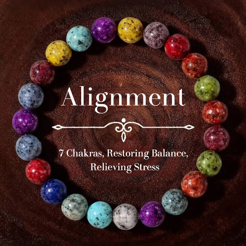 FuAttract Balance Harmony & Alignment Colorful Dalmatian Jasper Seven Chakra Bracelet - 8mm - image 0