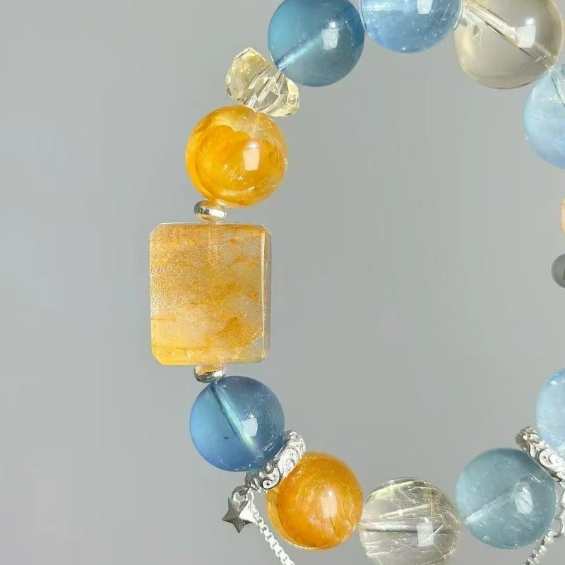 FuAttract Clarity Harmony & Healing Citrine Aquamarine White Crystal Sunshine Bracelet - image 3