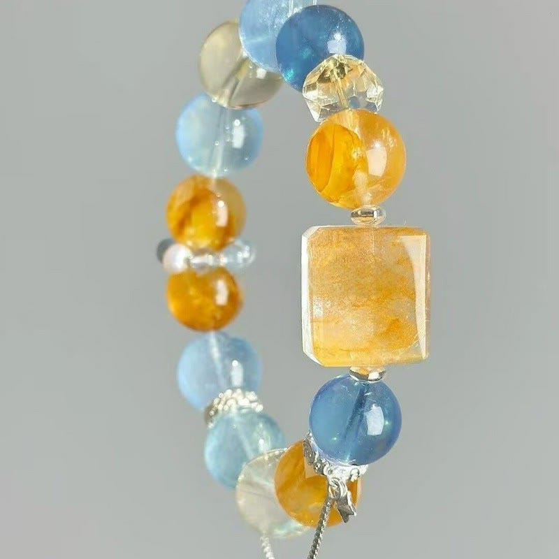 FuAttract Clarity Harmony & Healing Citrine Aquamarine White Crystal Sunshine Bracelet - image 2