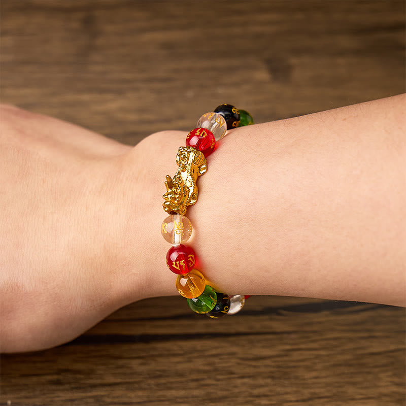 FREE Today: Protection Fortune & Prosperity Pixiu Om Mani Mantra Colorful Glaze Lucky Bracelet - image 4