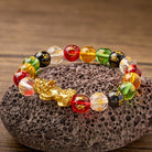 FREE Today: Protection Fortune & Prosperity Pixiu Om Mani Mantra Colorful Glaze Lucky Bracelet - Golden Pixiu - 12mm - image 0