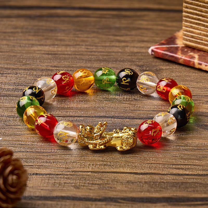 FREE Today: Protection Fortune & Prosperity Pixiu Om Mani Mantra Colorful Glaze Lucky Bracelet - image 2