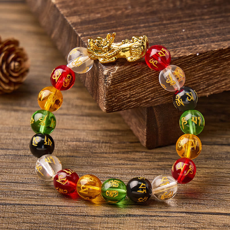 FREE Today: Protection Fortune & Prosperity Pixiu Om Mani Mantra Colorful Glaze Lucky Bracelet - image 1