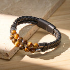 FuAttract Strength Protection & Confidence Double Layer Tiger's Eye Beaded Leather Bracelet - image 2