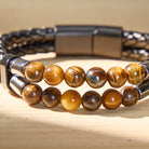 FuAttract Strength Protection & Confidence Double Layer Tiger's Eye Beaded Leather Bracelet - image 4