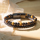 FuAttract Protection Confidence & Success Black Obsidian Tiger's Eye Bead Woven Leather Bracelet - image 2