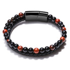 FuAttract Protection Confidence & Success Black Obsidian Tiger's Eye Bead Woven Leather Bracelet - Gold Swan Obsidian - 23cm - image 8