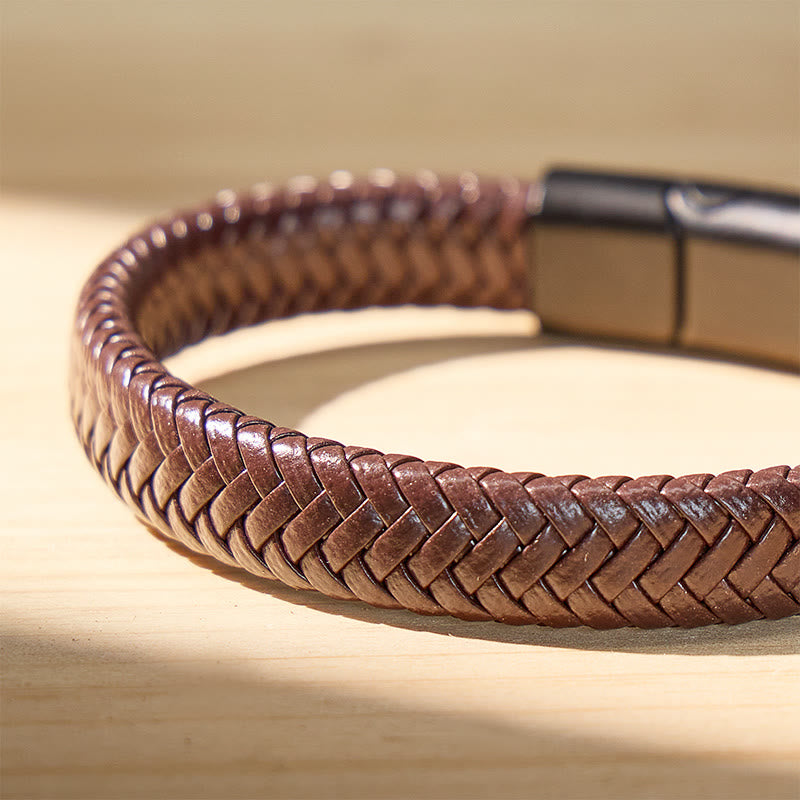 FuAttract Protection Strength & Stability Matte Metal Black Woven Leather Bracelet - image 4