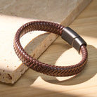 FuAttract Protection Strength & Stability Matte Metal Black Woven Leather Bracelet - image 1