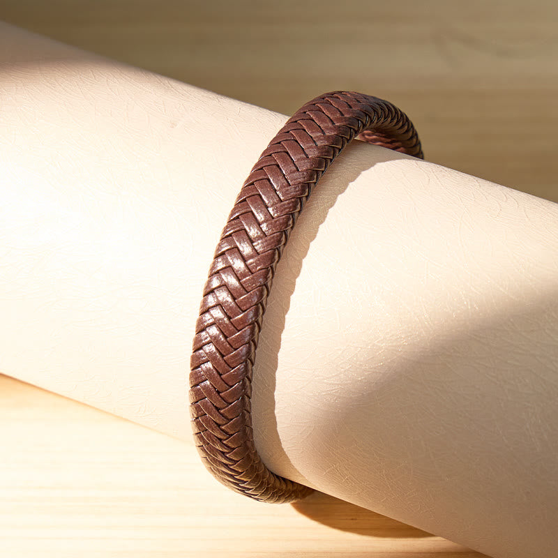 FuAttract Protection Strength & Stability Matte Metal Black Woven Leather Bracelet - image 5