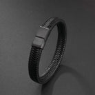 FuAttract Protection Strength & Stability Matte Metal Black Woven Leather Bracelet - Black - 23cm - image 6