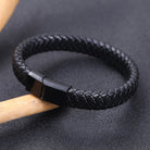 FuAttract Protection Strength & Stability Matte Metal Black Woven Leather Bracelet - 8-Strand Black - 23cm - image 7