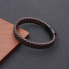 FuAttract Protection Strength & Stability Matte Metal Black Woven Leather Bracelet - 8-Strand Dark Brown - 23cm - image 8