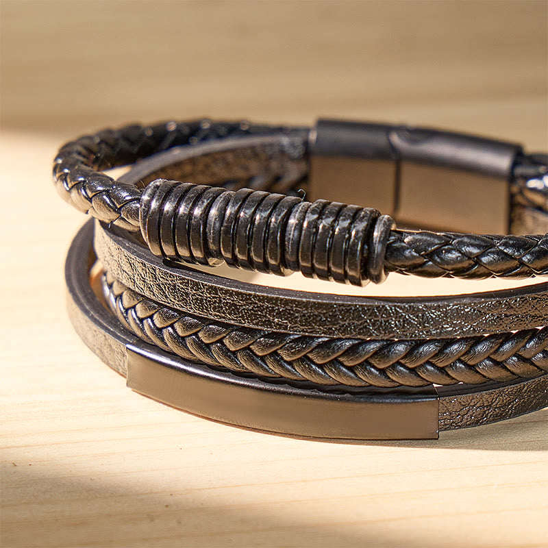 FuAttract Confidence & Strength Zinc Alloy Magnetic Clasp Fashion Woven Leather Bracelet - image 4