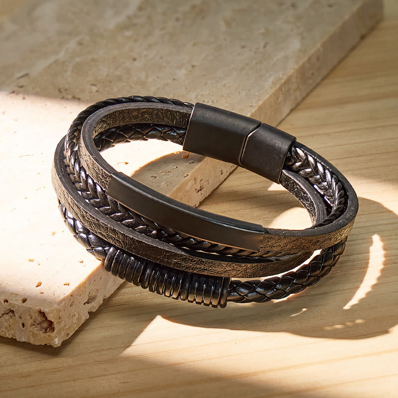 FuAttract Confidence & Strength Zinc Alloy Magnetic Clasp Fashion Woven Leather Bracelet - image 2
