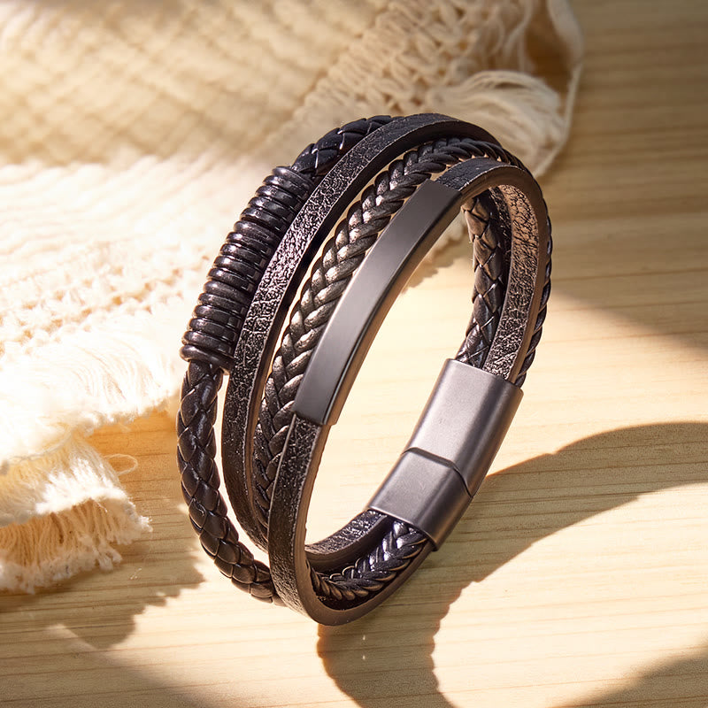 FuAttract Confidence & Strength Zinc Alloy Magnetic Clasp Fashion Woven Leather Bracelet - image 1