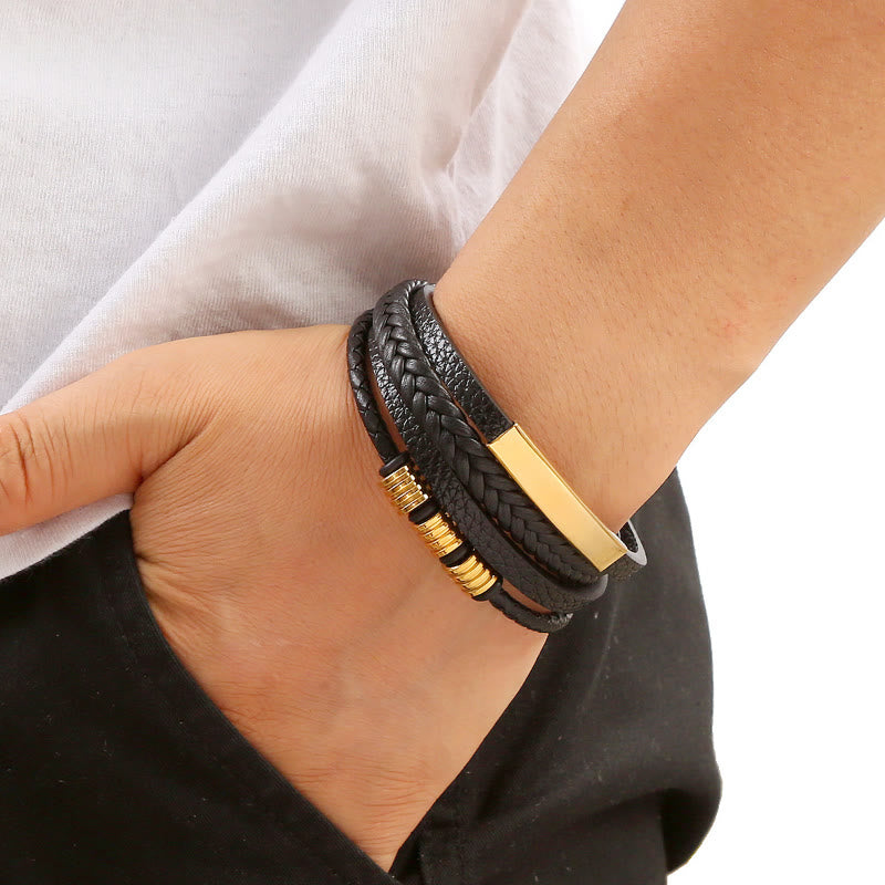 FuAttract Confidence & Strength Zinc Alloy Magnetic Clasp Fashion Woven Leather Bracelet - image 7