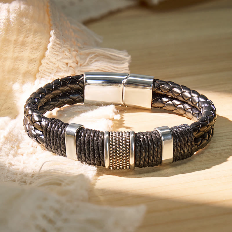 FuAttract Strength & Positive Energy Vintage Double Layer Woven Leather Bracelet - image 2