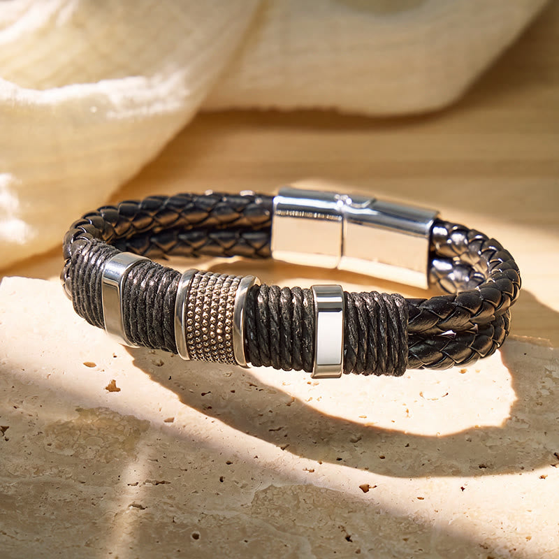 FuAttract Strength & Positive Energy Vintage Double Layer Woven Leather Bracelet - image 5