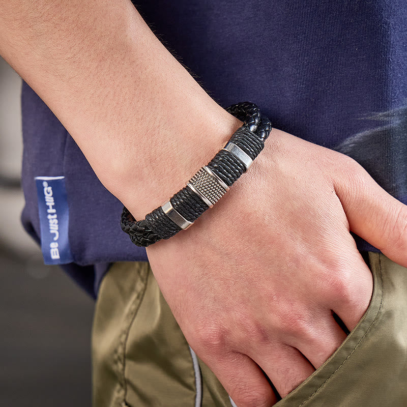FuAttract Strength & Positive Energy Vintage Double Layer Woven Leather Bracelet - image 3