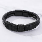 FuAttract Strength & Positive Energy Vintage Double Layer Woven Leather Bracelet - Black - 23cm - image 6