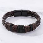 FuAttract Strength & Positive Energy Vintage Double Layer Woven Leather Bracelet - Brown & Black - 23cm - image 8