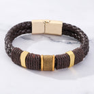 FuAttract Strength & Positive Energy Vintage Double Layer Woven Leather Bracelet - Brown & Gold - 23cm - image 9