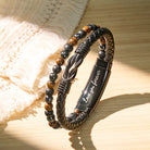 FuAttract Strength & Grounding Energy Tiger's Eye Hematite Black Obsidian Triple Protection Leather Bracelet - image 9