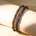 FuAttract Strength & Grounding Energy Tiger's Eye Hematite Black Obsidian Triple Protection Leather Bracelet - image 12