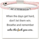 FuAttract Don't Let The Hard Days Win Stainless Steel Engraved Tube Braided Courage Bracelet - Silver + Pink - image 7