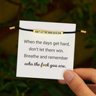 FuAttract Don't Let The Hard Days Win Stainless Steel Engraved Tube Braided Courage Bracelet - Gold + Black - image 0