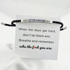 FuAttract Don't Let The Hard Days Win Stainless Steel Engraved Tube Braided Courage Bracelet - Silver + Black - image 6