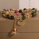 FuAttract Protection Luck & Prosperity Colorful Tourmaline Ruyi Lock Double Layer Bracelet - image 1