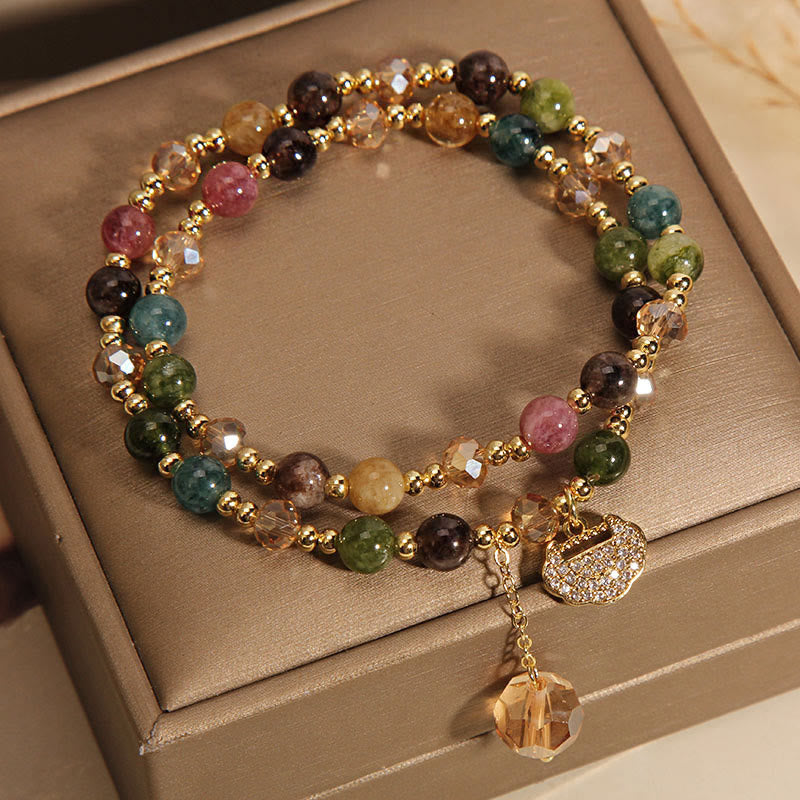 FuAttract Protection Luck & Prosperity Colorful Tourmaline Ruyi Lock Double Layer Bracelet - image 3