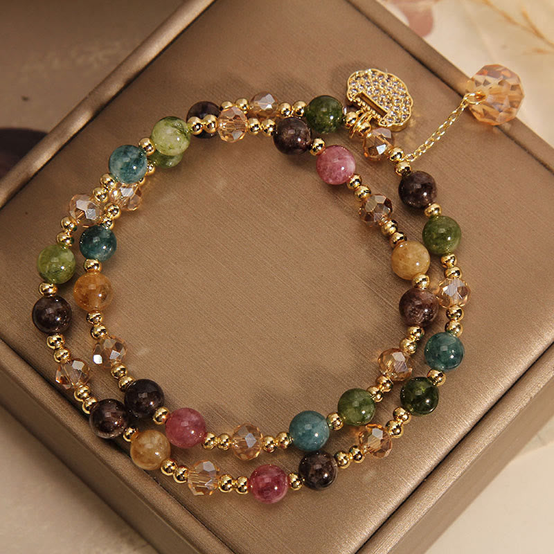 FuAttract Protection Luck & Prosperity Colorful Tourmaline Ruyi Lock Double Layer Bracelet - image 2