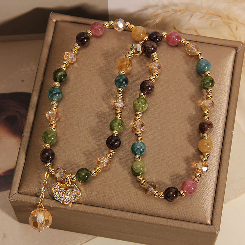 FuAttract Protection Luck & Prosperity Colorful Tourmaline Ruyi Lock Double Layer Bracelet - image 4