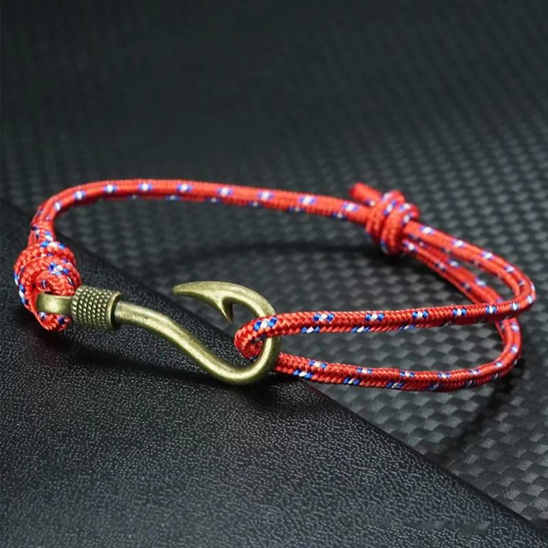FuAttract Strength Protection & Courage Vintage Fish Hook Braided Bracelet - Red - image 5