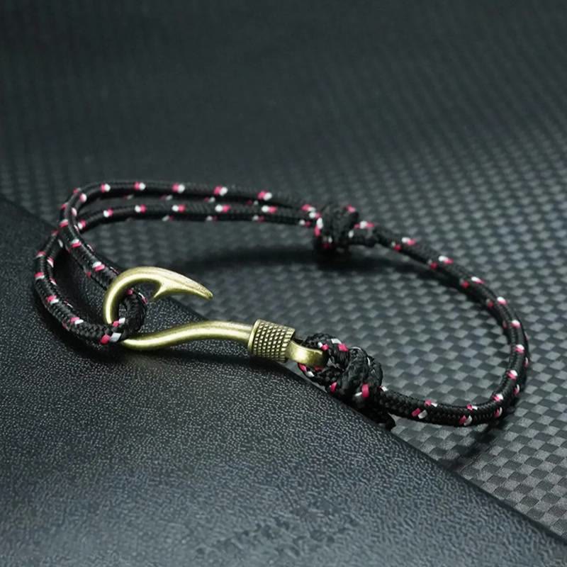 FuAttract Strength Protection & Courage Vintage Fish Hook Braided Bracelet - Black - image 2
