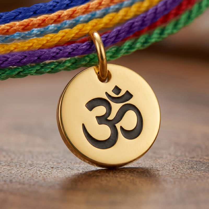 FuAttract Alignment Harmony & Growth 7 Chakra OM Pendant Colorful Braided Bracelet - image 2