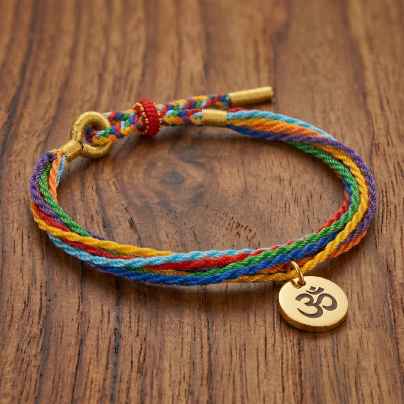 FuAttract Alignment Harmony & Growth 7 Chakra OM Pendant Colorful Braided Bracelet - image 1