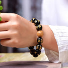 FuAttract Protection Guardian & Buddhist Blessings Gold Foil Om Mani Mantra Black Onyx Energy Bracelet - image 4