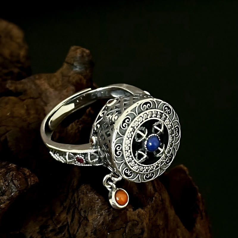 FuAttract Protection Strength & Wisdom Vajra Dorje Om Mani Mantra Rotating Copper Ring - Adjustable - image 0