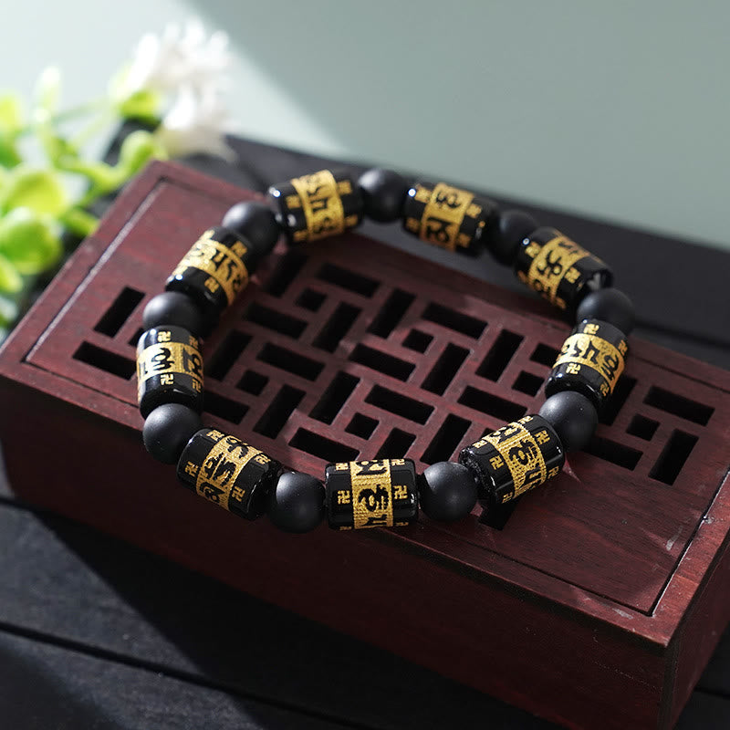 FREE Today: Protection Luck & Prosperity Colorful Om Mani Mantra Fortune Money Bracelet - Matte Black - image 9