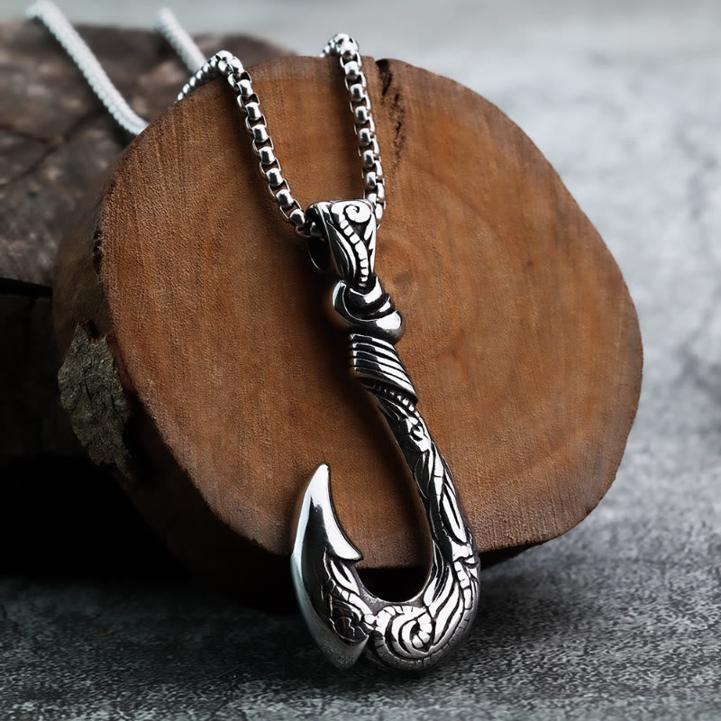 FuAttract Protection Strength & Courage Tribal Totem Fish Hook Pendant Necklace - Box Chain - image 0