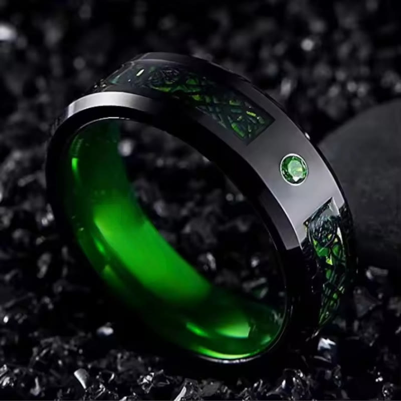 FuAttract Strength Protection & Power Inlaid Zircon Dragon Pattern Stainless Steel Ring - image 5