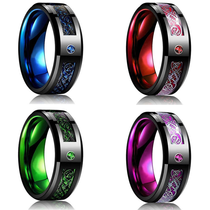 FuAttract Strength Protection & Power Inlaid Zircon Dragon Pattern Stainless Steel Ring - image 1